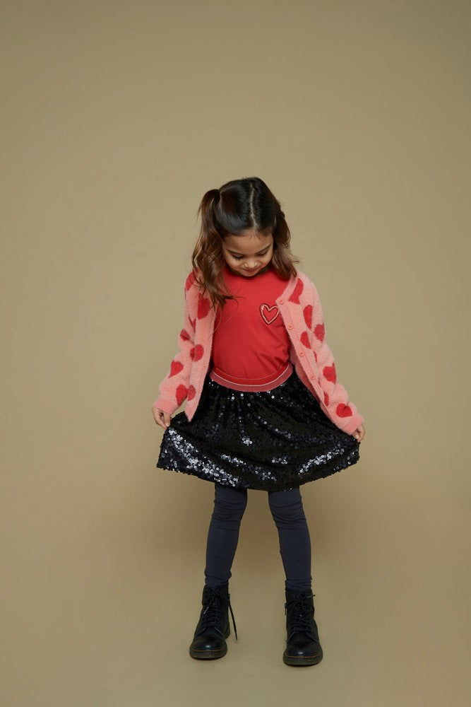 Jubel - Jupe en sequins anthracite Queen of Hearts