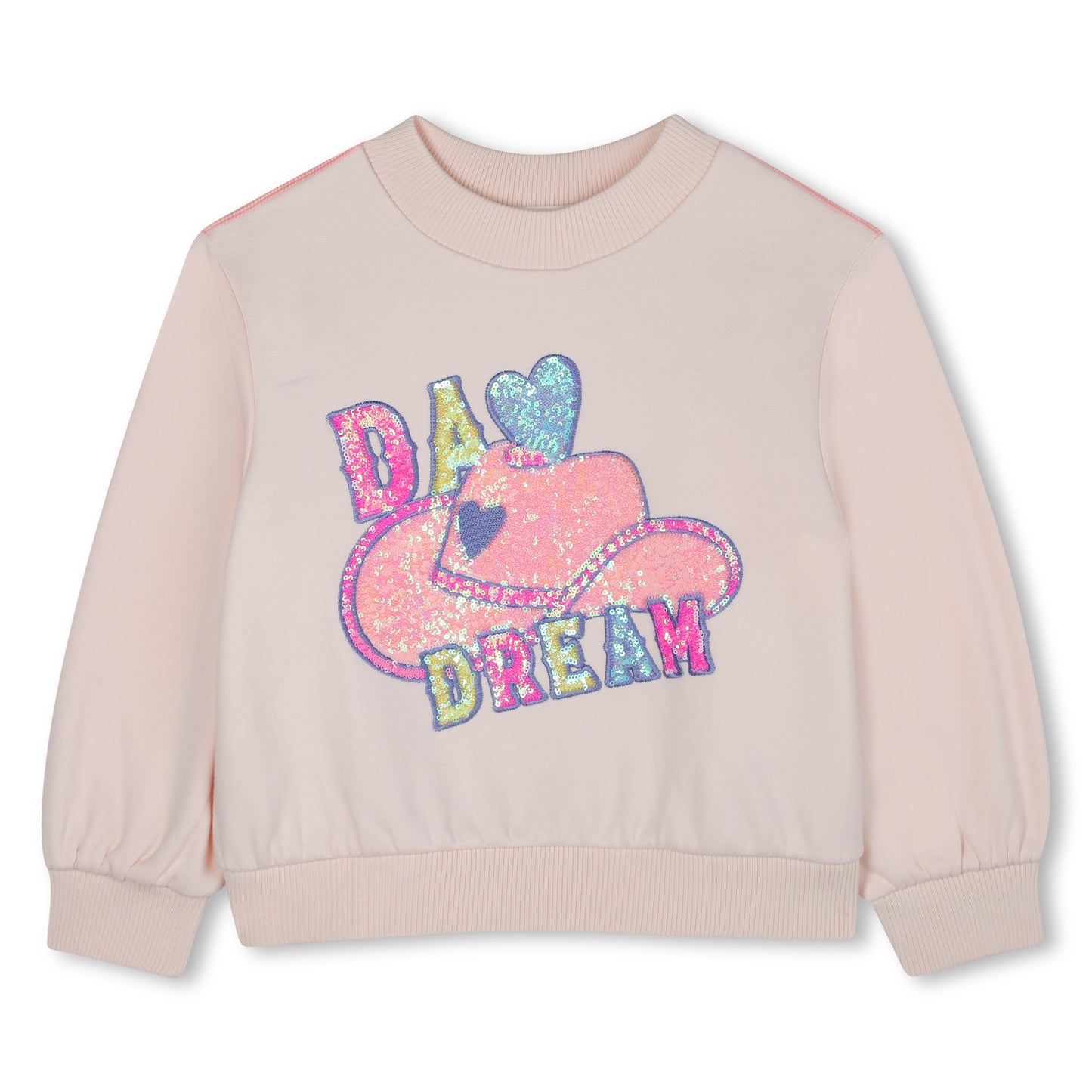 Billieblush - Inscripción de sudadera y sueño de Powder Pink en lentejuelas en lentejuelas
