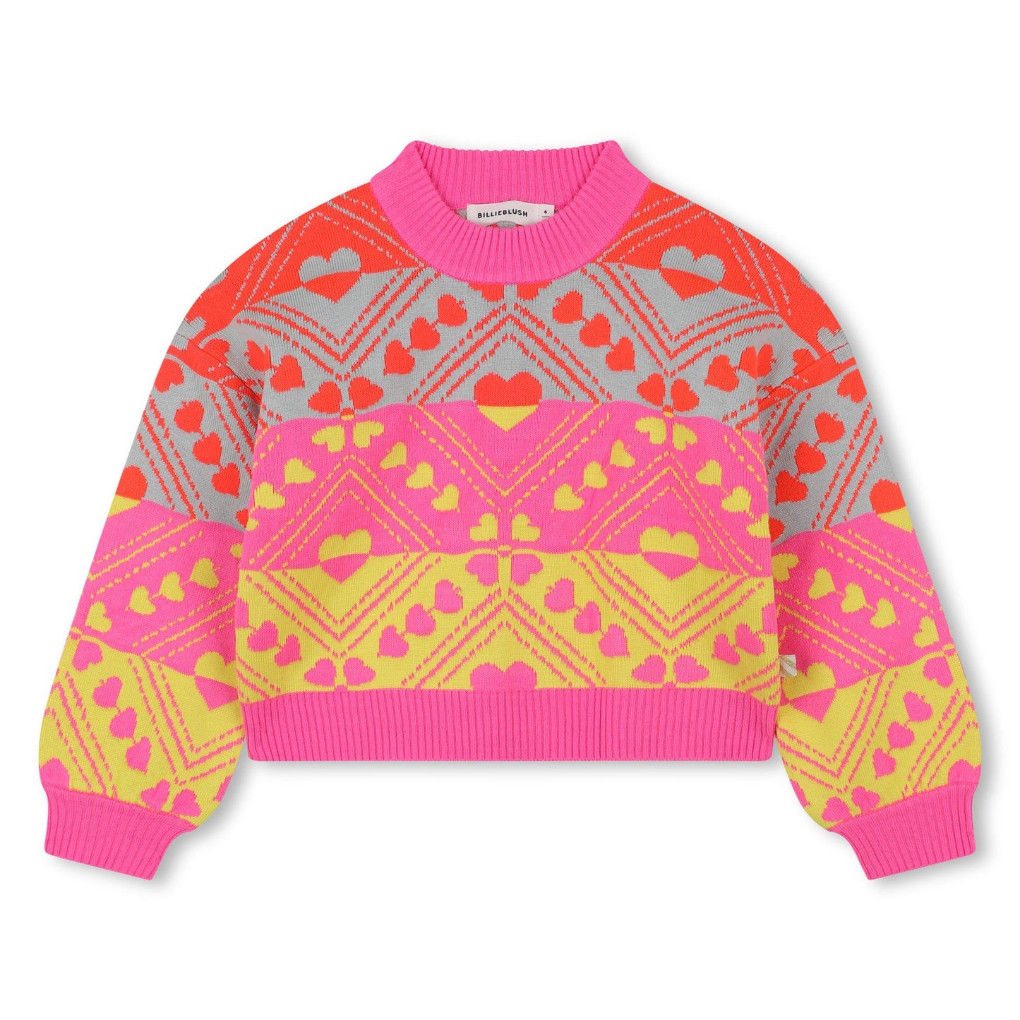 Billieblush - Jacquard knitted sweater with heart patterns