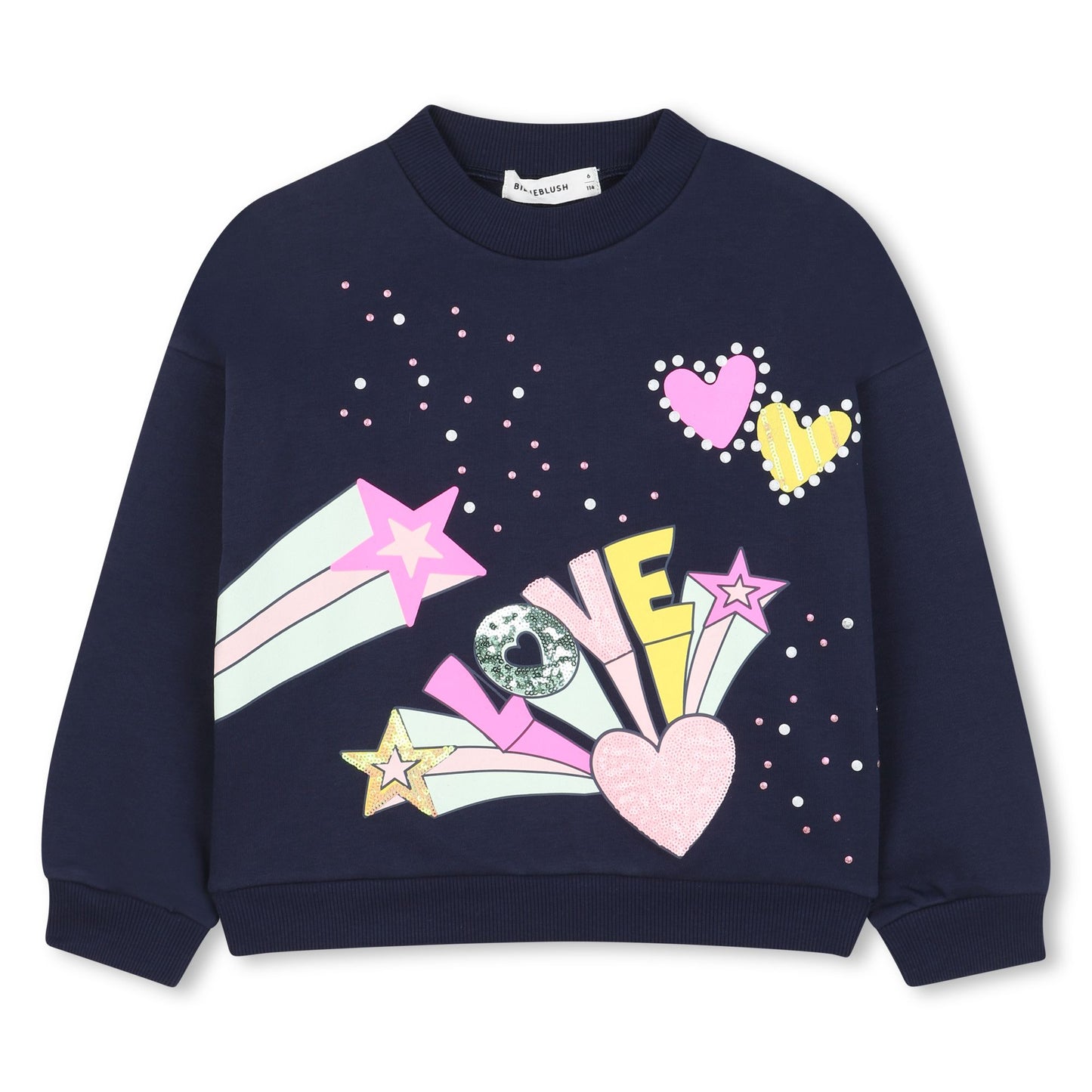 Billieblush - Indigo Blue & Sequins "Love" Sweatshirt