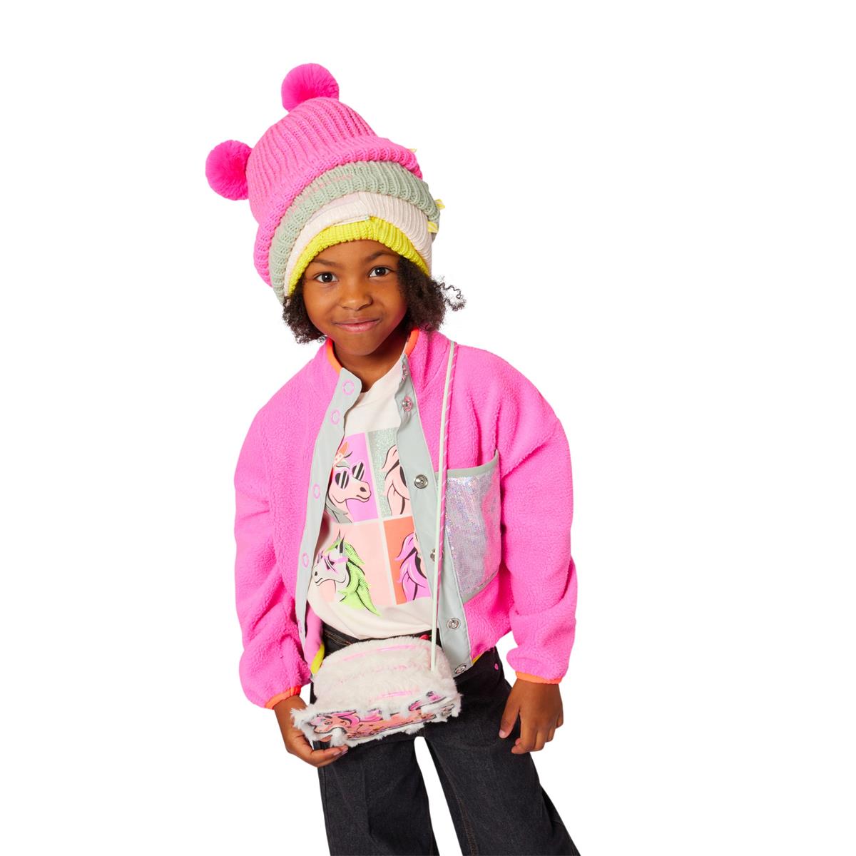 Billieblush - Flash pink fleece & Sequins pocket