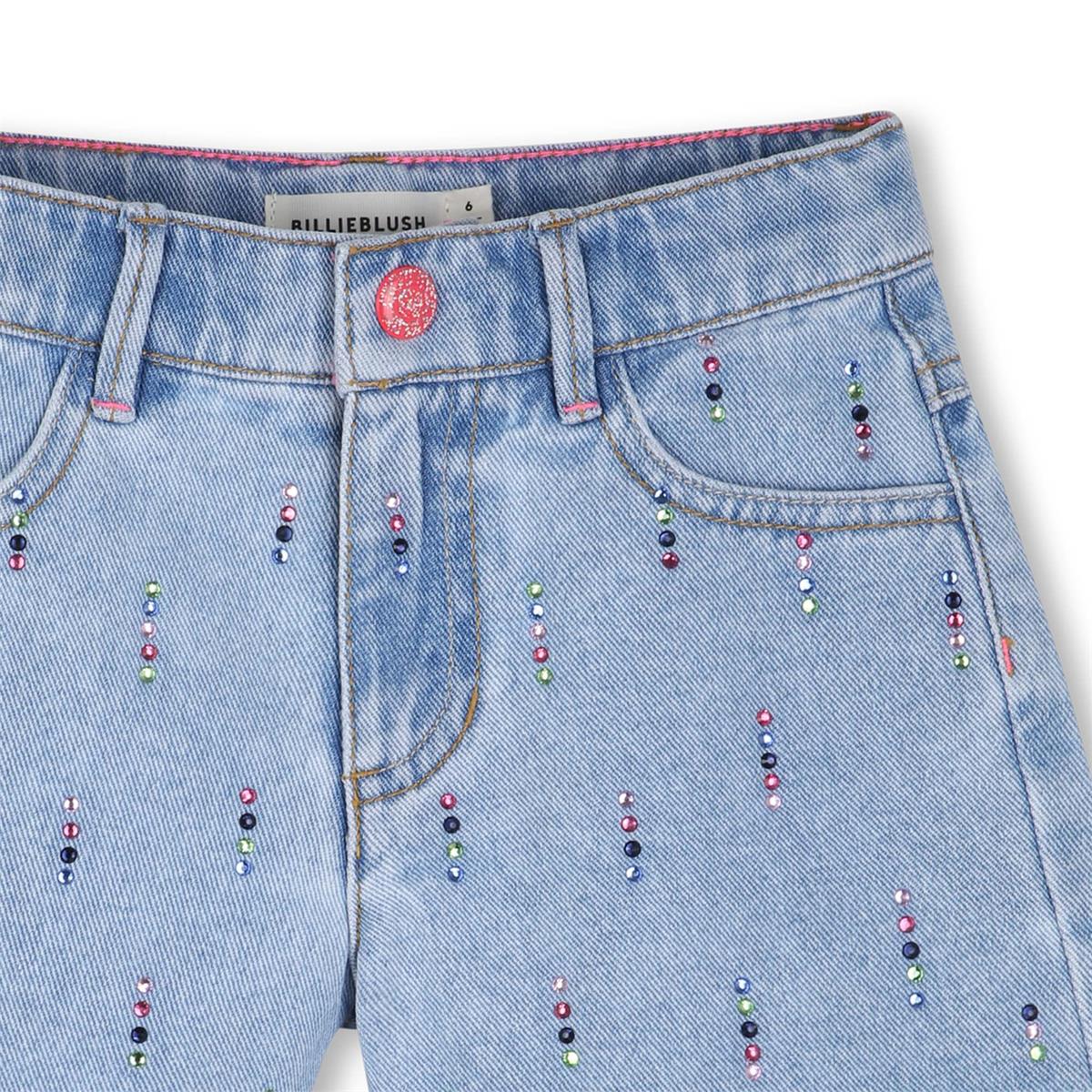 Billieblush - Double stone & rhinestone denim shorts