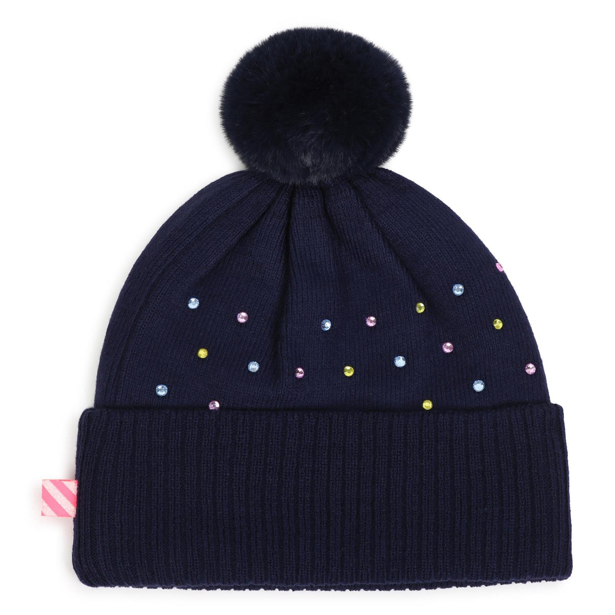 Billieblush - Bonnet à strass navy & pompon