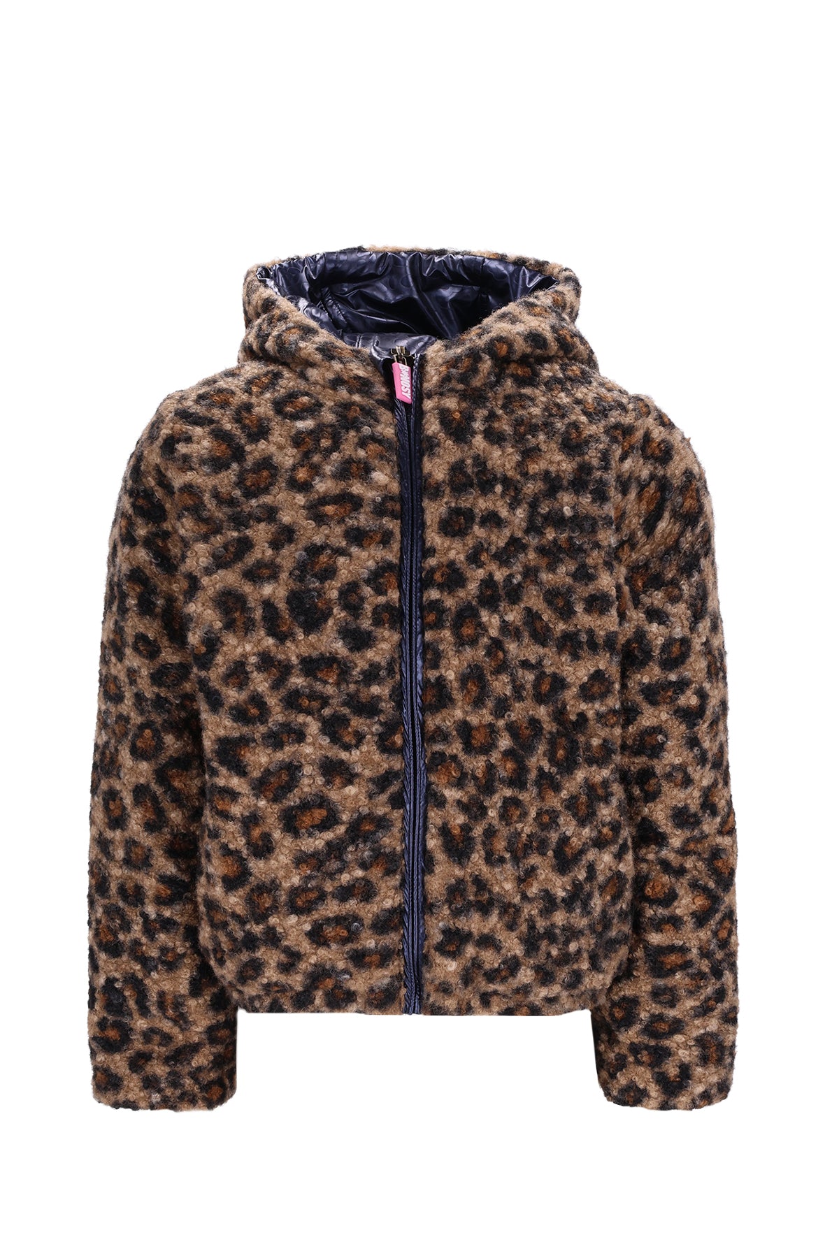 B.Nosy Reversible navy & leopard Jessie coat