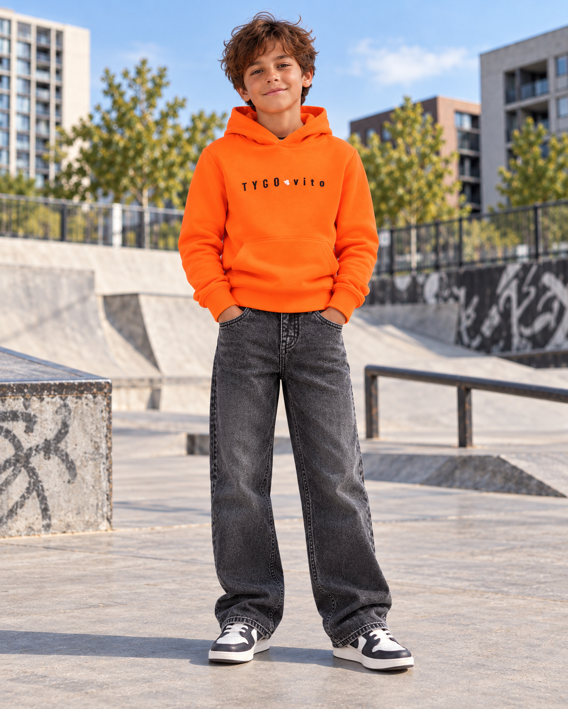 Tygo & Vito - Orange Clownfish logo embroidered hoodie
