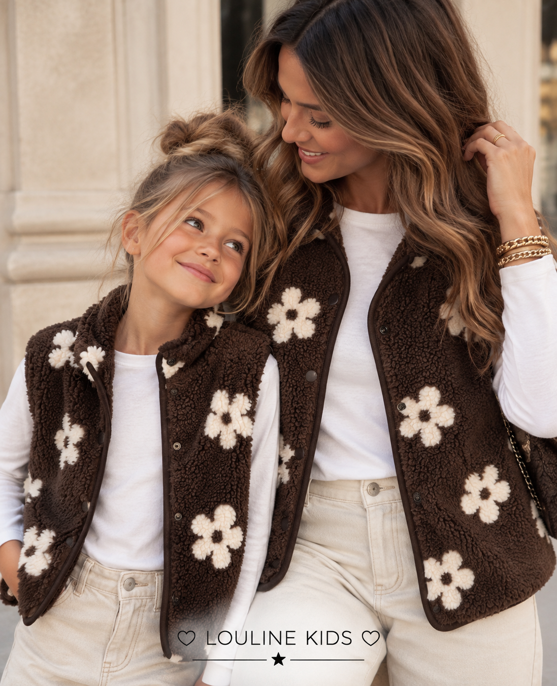 Mère & Enfant - Gilet sans manche chocolat en moumoute ❗️précommande : réception le 23/09