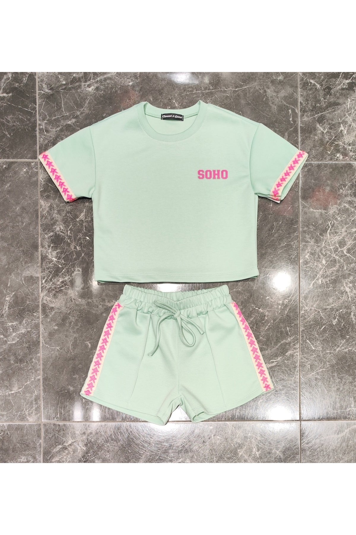 Sweat courte manche & Short vert d'eau SOHO
