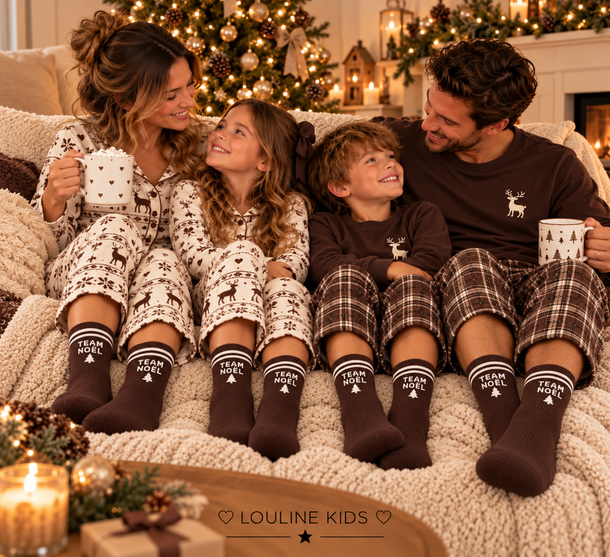 Mère & Enfant - Chuassettes chocolat TEAM NOËL pour toute la famille