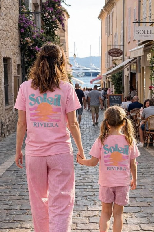 Mère & Fille : T-shirt rose Riviera