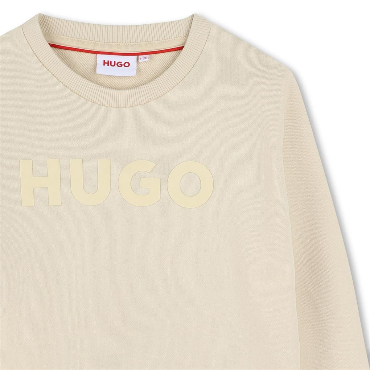 Hugo - Beige Sweatshirt und "Hugo" in Erleichterung gedruckt