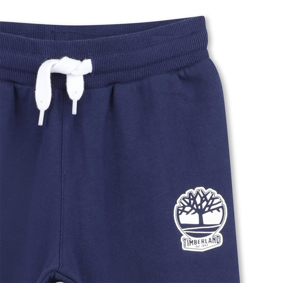 Timberland - Jogging Pants in Molleton Navy & Logo bedrukt vooraan