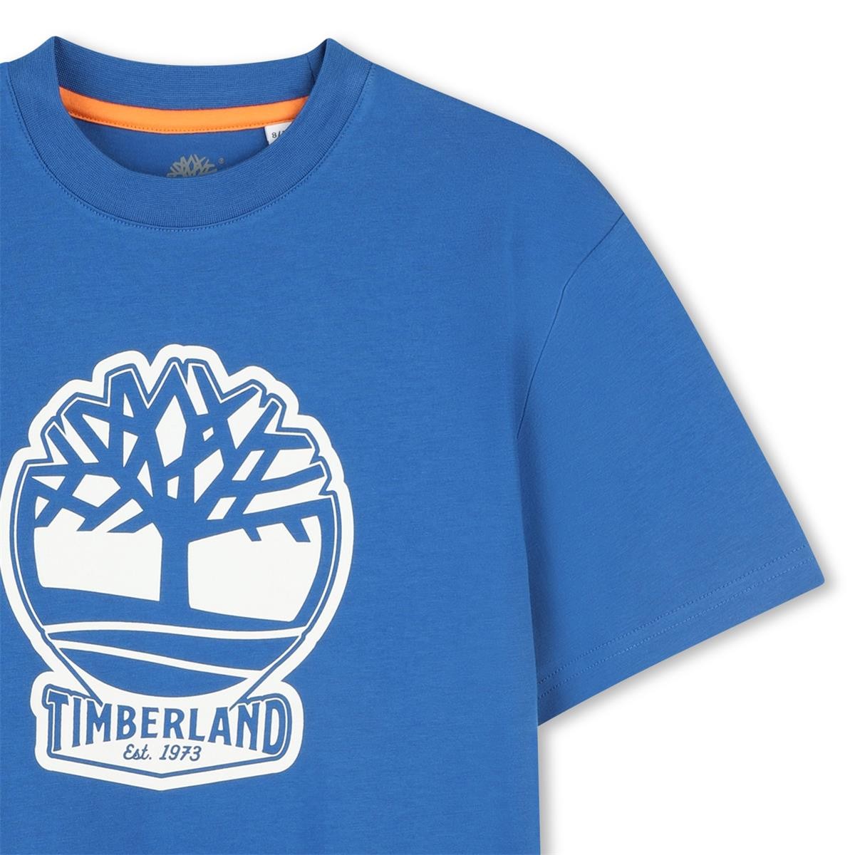 Timberland - T -Shirt Verlies Electric Blue & Logo gedrukt op de voorkant