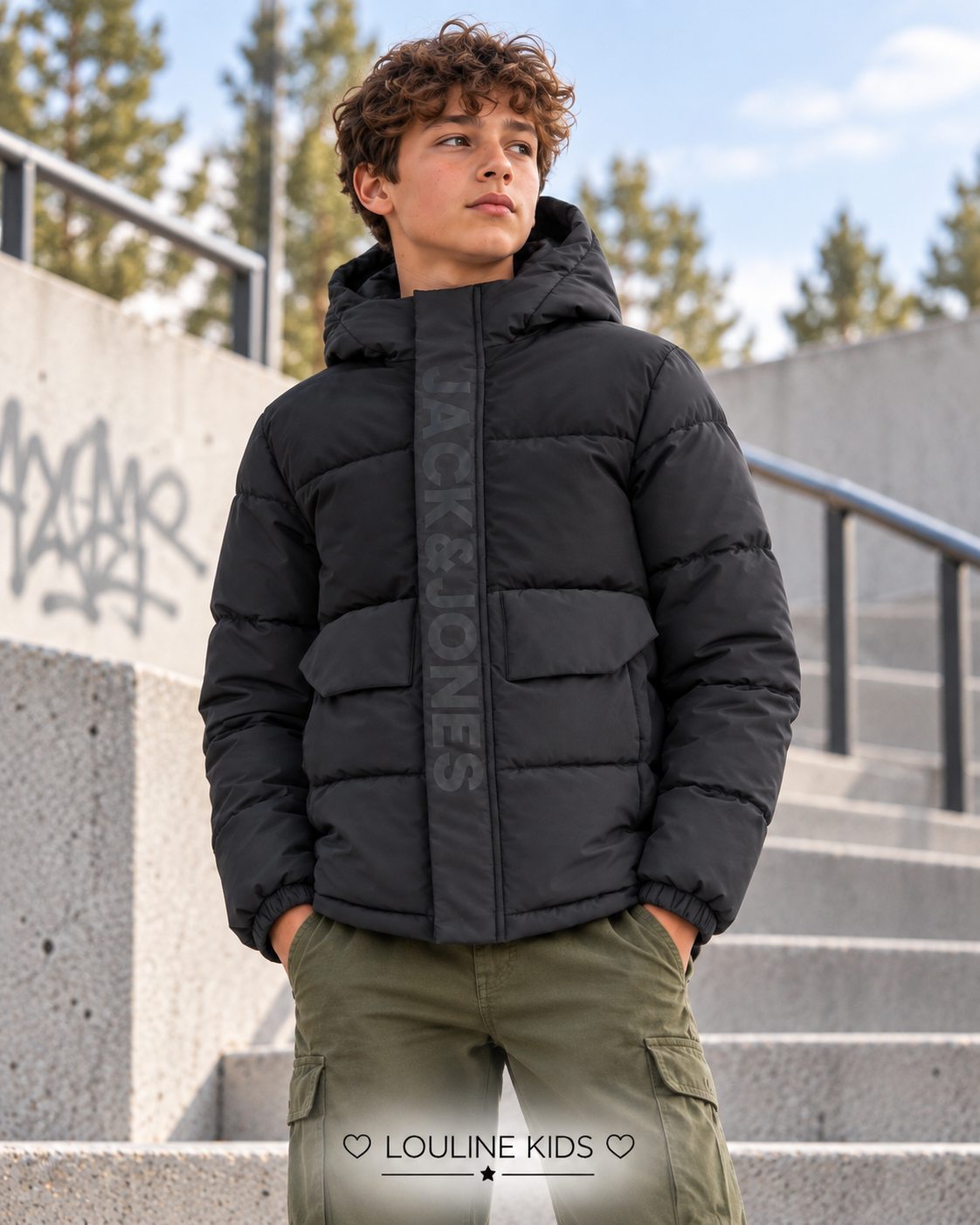 Jack&Jones - Manteau puffer noir JCOSPEED