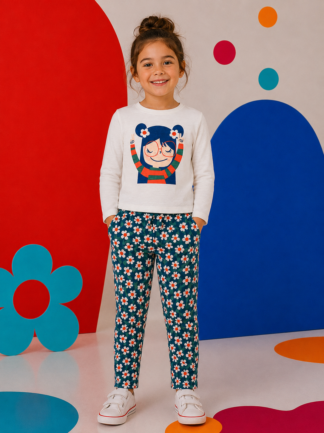 Boboli - Pantalon vert fleuri
