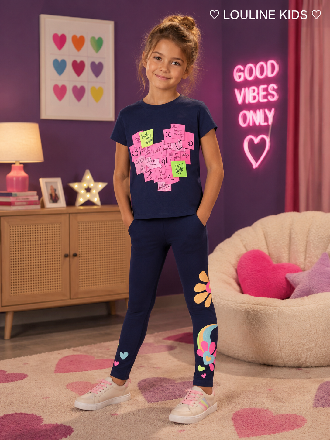 Billieblush - T-shirt navy post-it