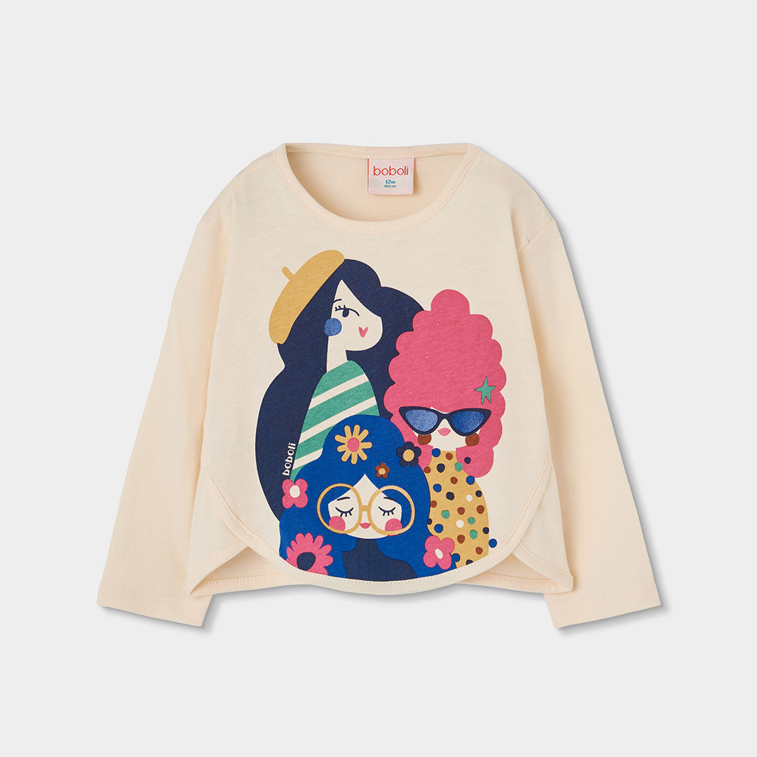 Boboli - T-shirt écru Mademoiselles