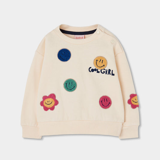 Boboli - Sweat écru en molleton SMILE