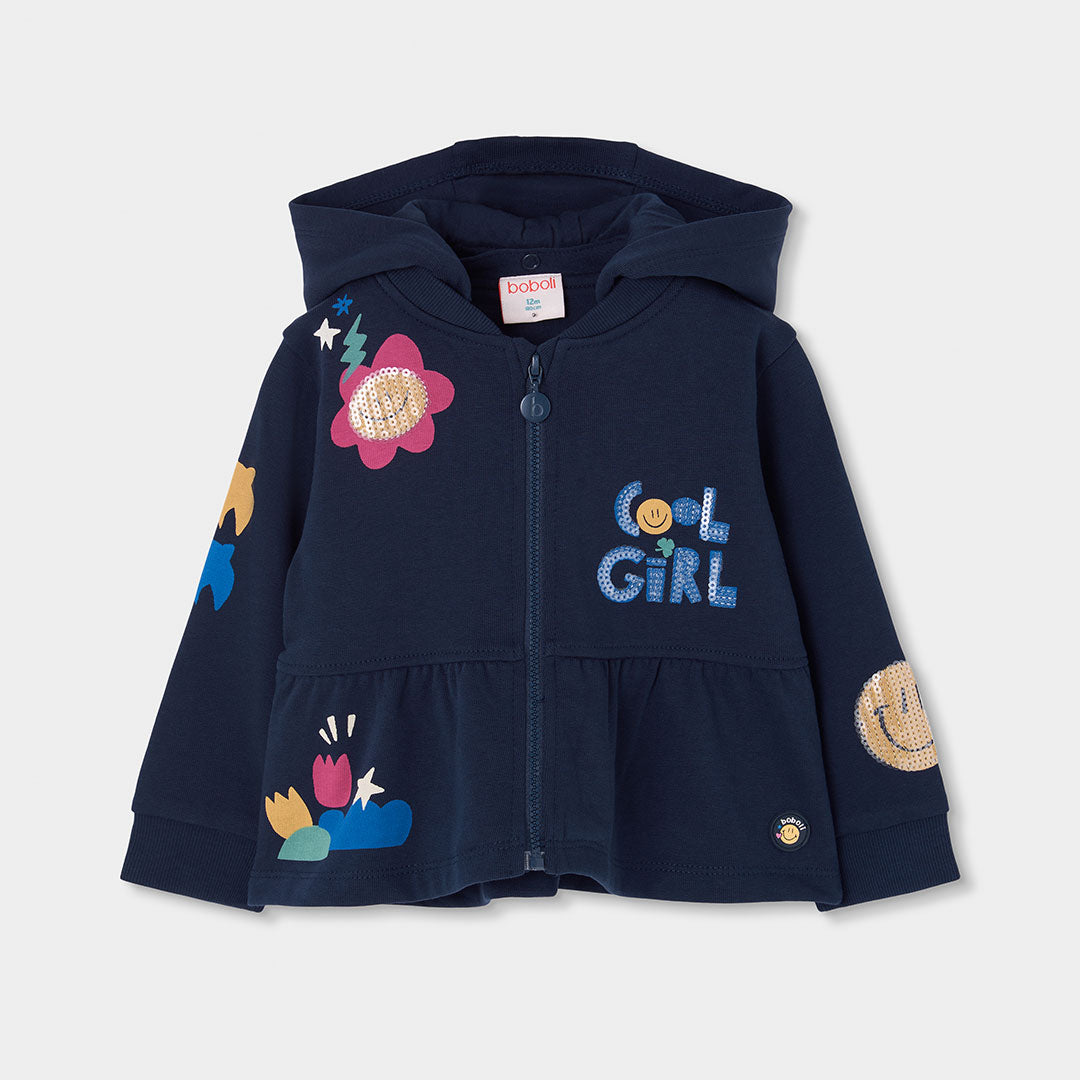 Boboli - Gilet zippé à capuche navy SMILE