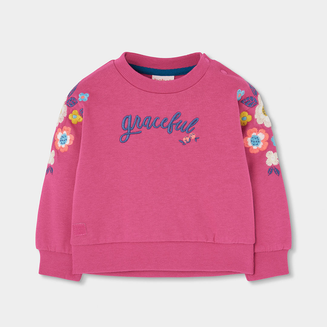 Boboli - Sweat fuchsia en molleton FLOWERS
