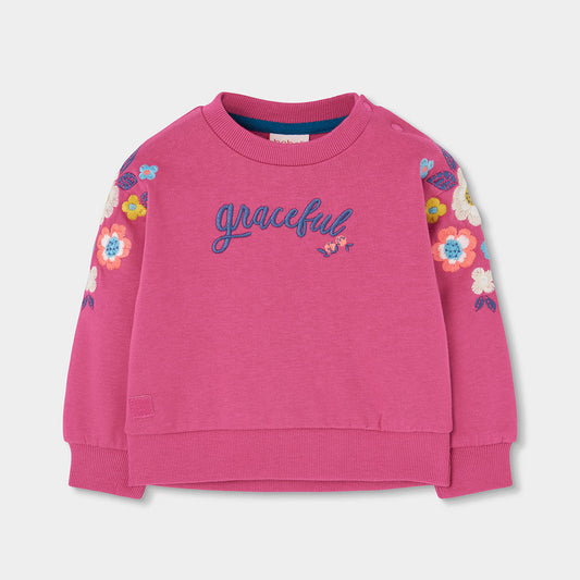 Boboli - Sweat fuchsia en molleton FLOWERS