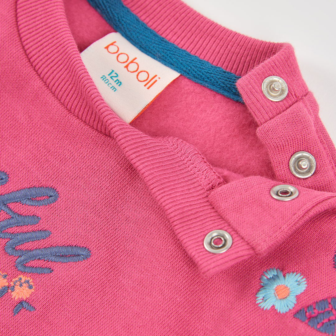 Boboli - Sweat fuchsia en molleton FLOWERS