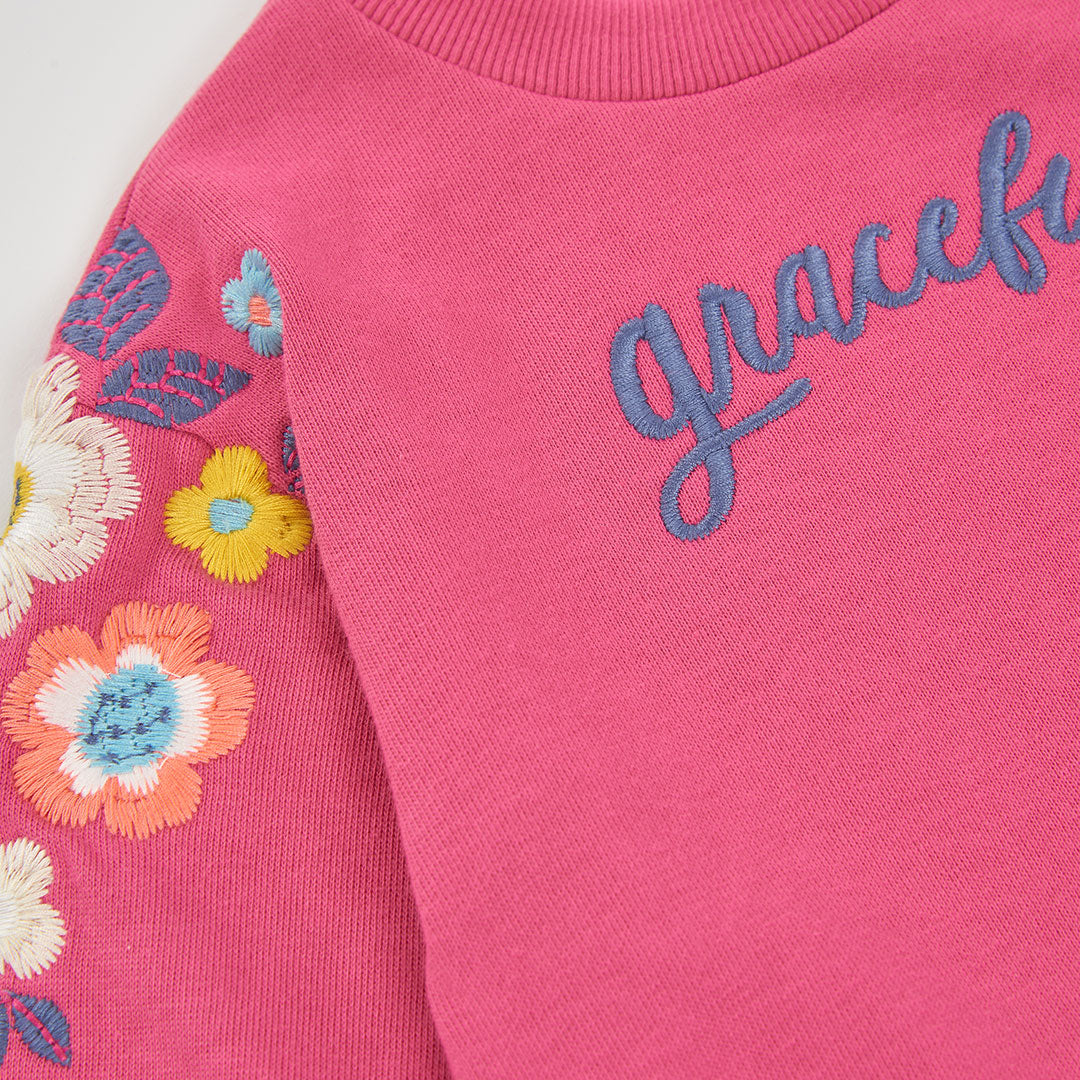 Boboli - Sweat fuchsia en molleton FLOWERS