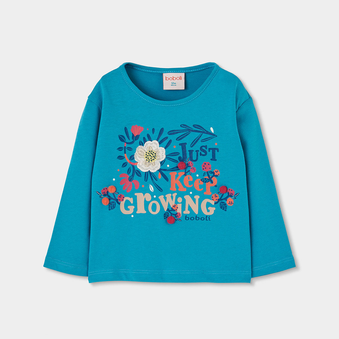 Boboli - T-shirt turquoise FLOWERS