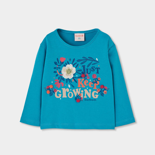 Boboli - T-shirt turquoise FLOWERS