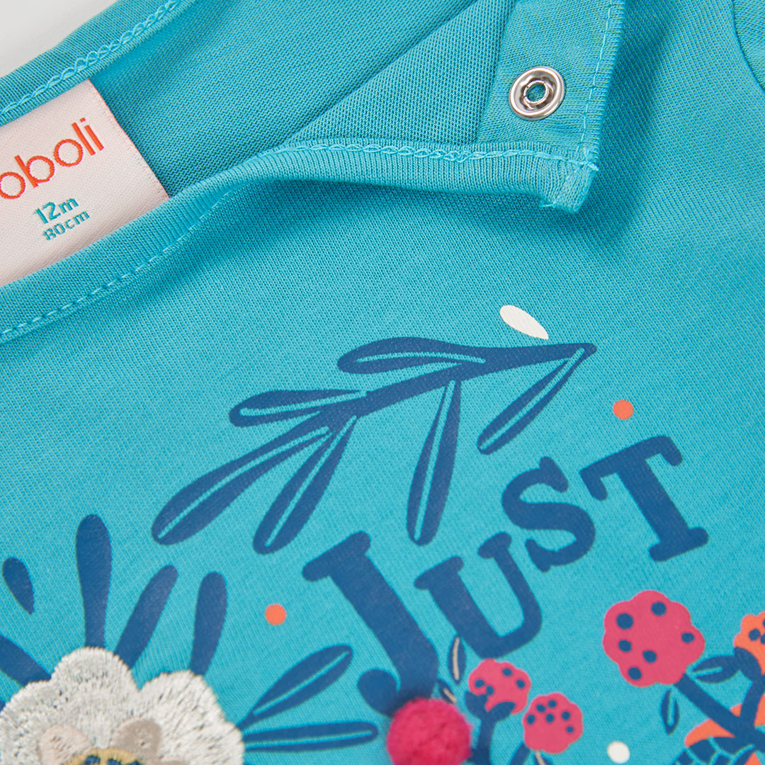 Boboli - T-shirt turquoise FLOWERS