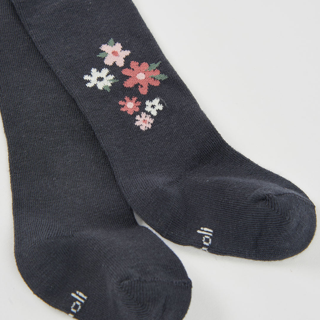 Boboli - Collant anthracite FLOWERS