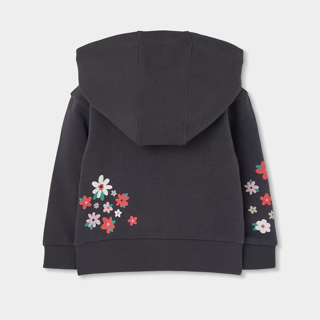 Boboli - Gilet zippé à capuche anthracite FLOWERS