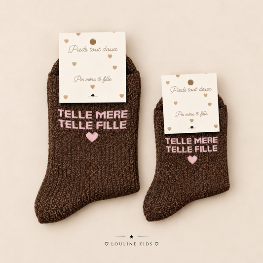 Mère & Enfant - Chaussettes chocolat irisé Telle Mère - Telle fille