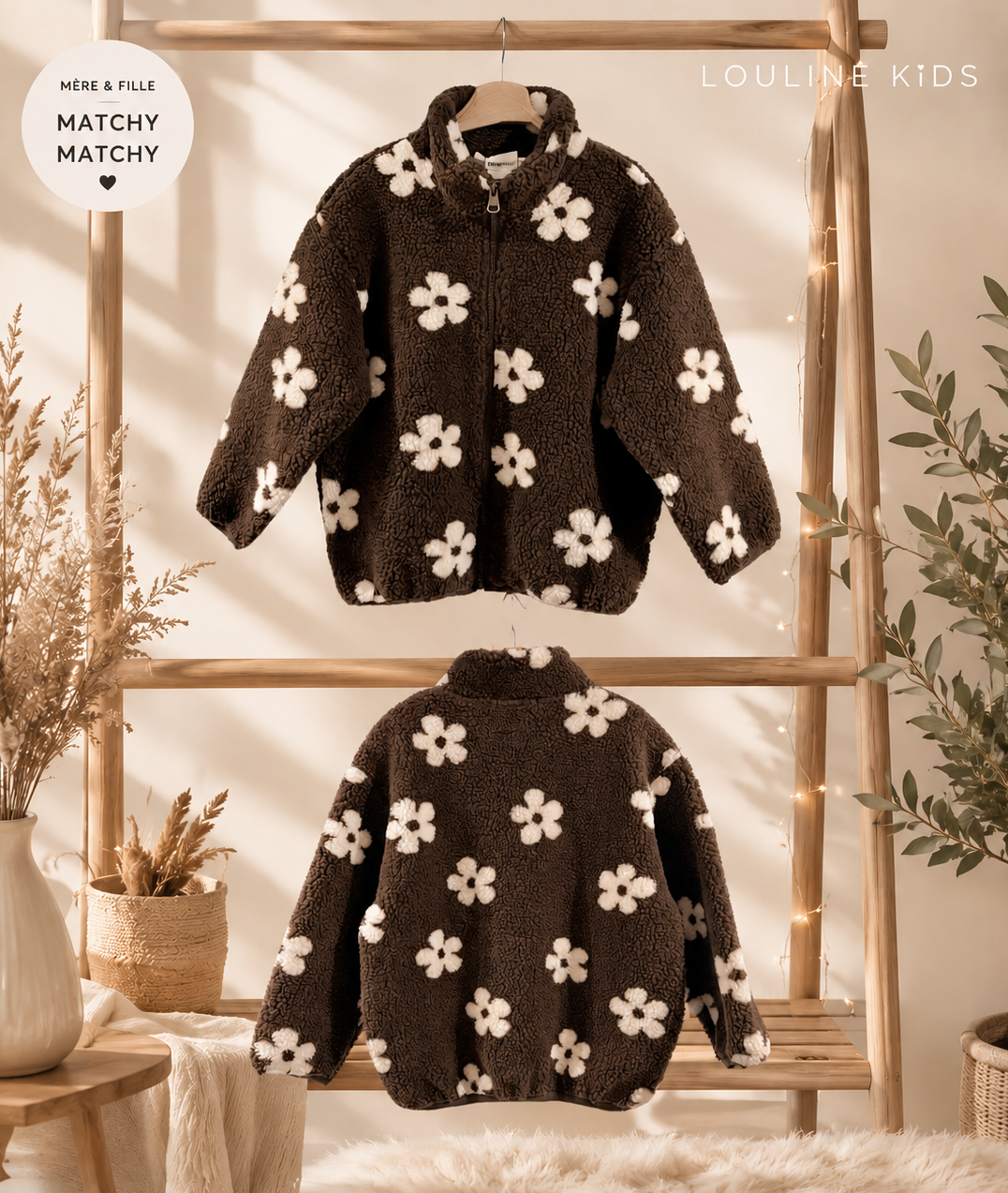 Mère & Fille - Veste chocolat en moumoute ‼️ précommande : envoi le 24/08