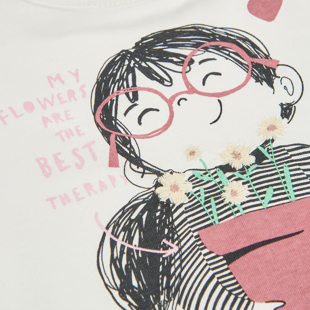 Boboli - T-shirt blanc "My Flowers"