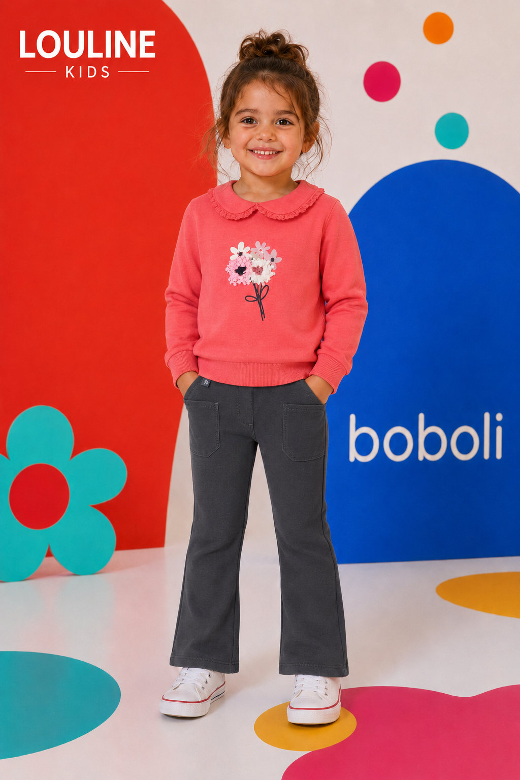 Boboli - Sweat avec col corail FLOWERS