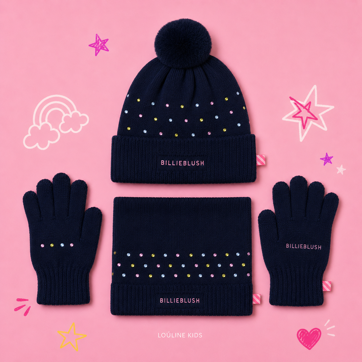 Billieblush - Snood navy avec strass