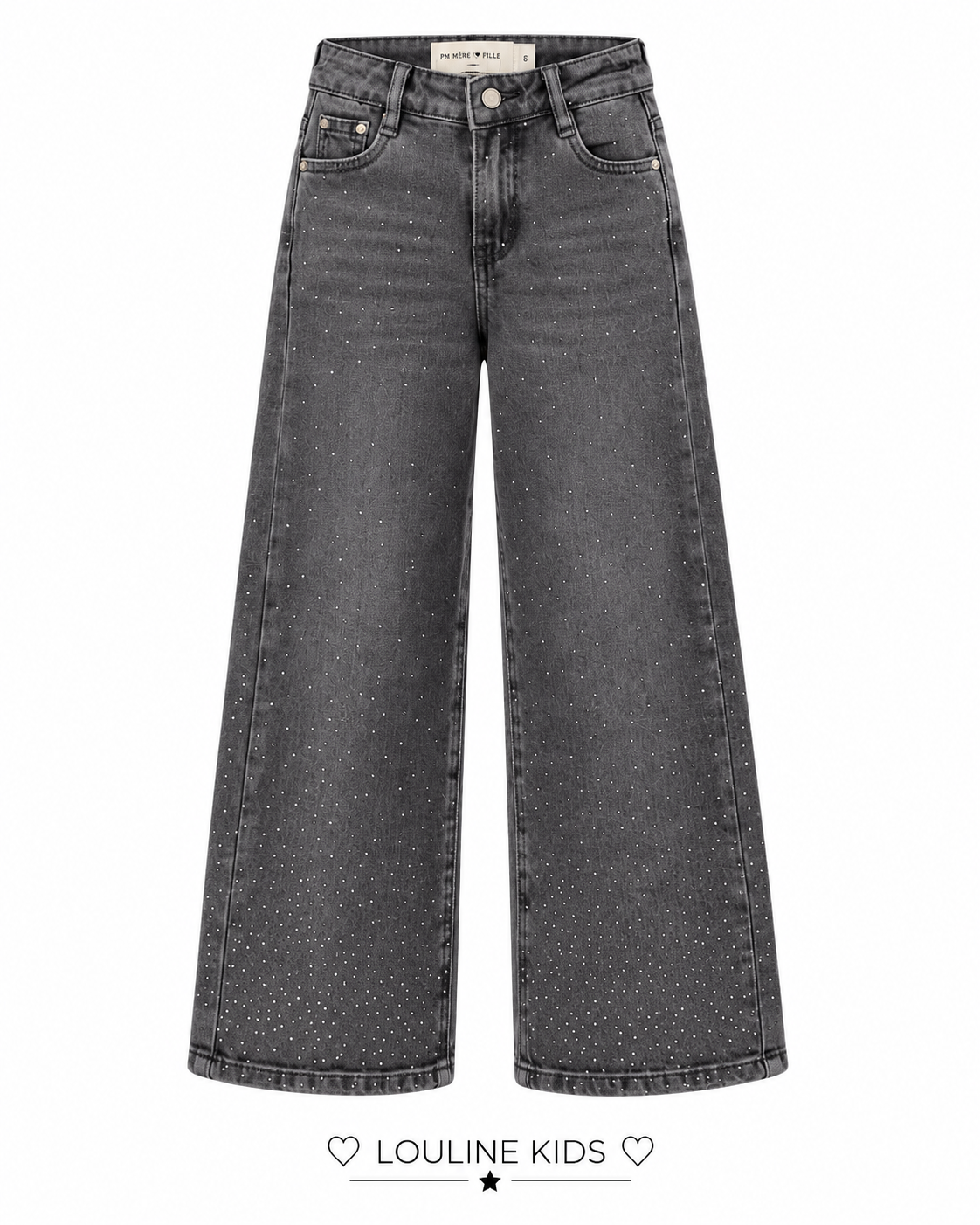Mère & Enfant - Jeans gris à strass