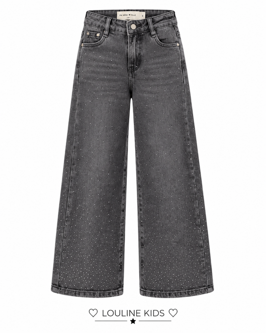 Mère & Enfant - Jeans gris à strass