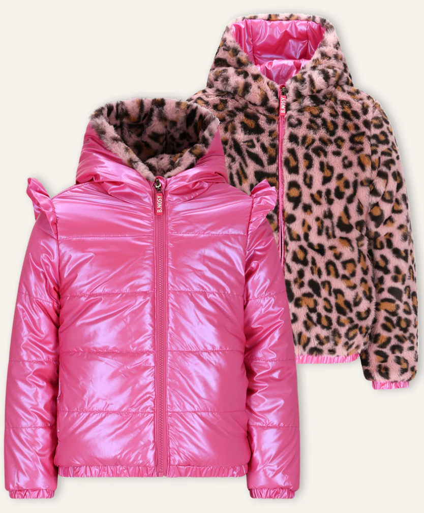 B.Nosy - Manteau réversible rose & léopard JOY