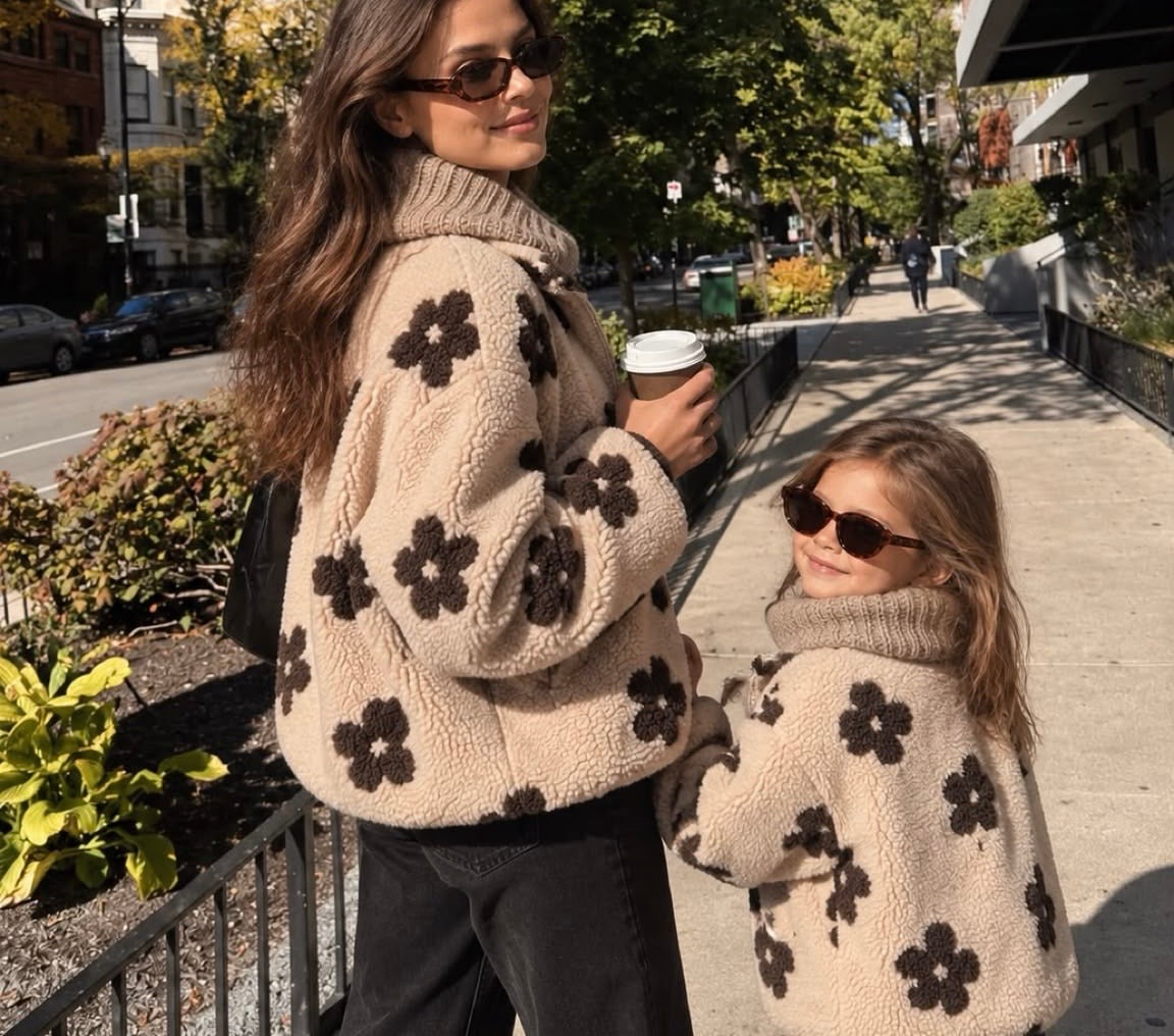 Mère & Fille - Veste beige en moumoute ‼️ précommande : réception le 11/09