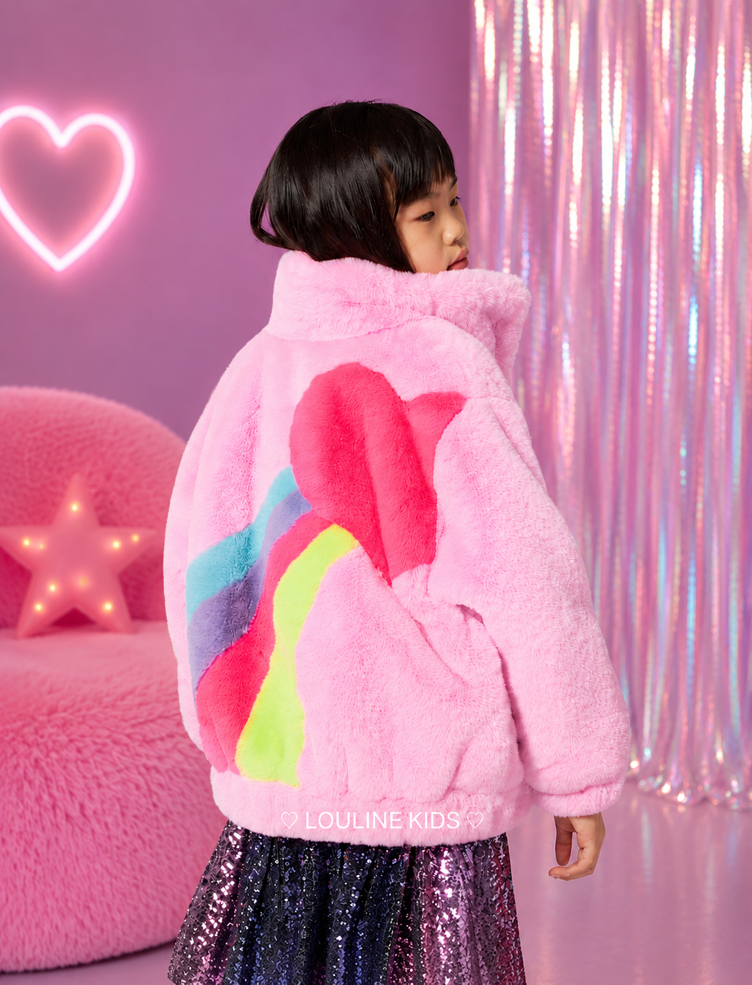 Billieblush - Manteau en polaire duveteuse backprint