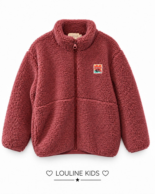 Mère & Enfant - Veste teddy prune avec patch