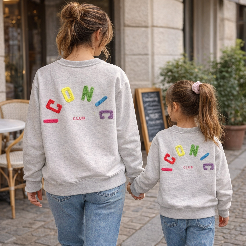 Mère & Fille - Sweat mixte gris ICONIC