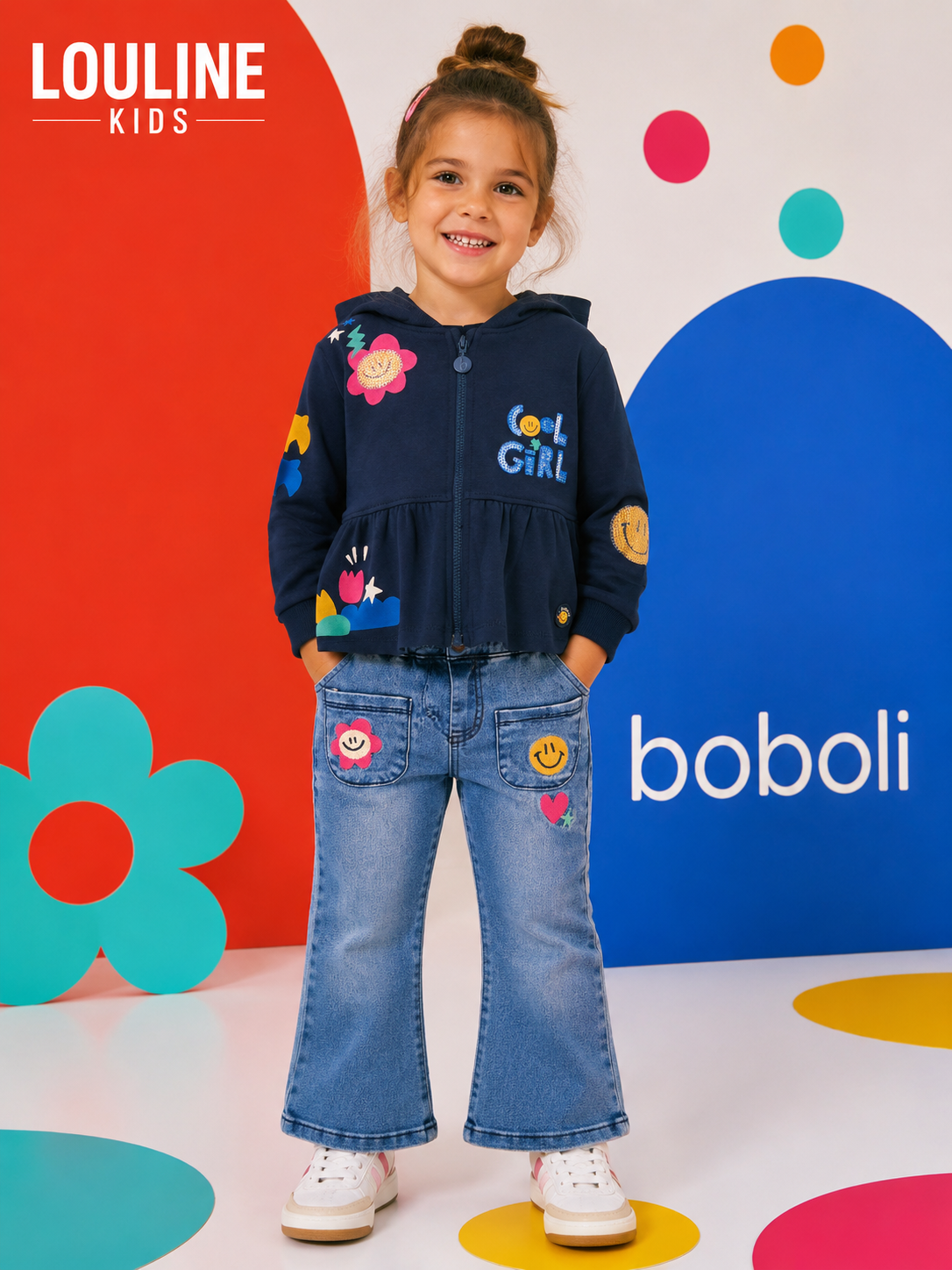 Boboli - Gilet zippé à capuche navy SMILE