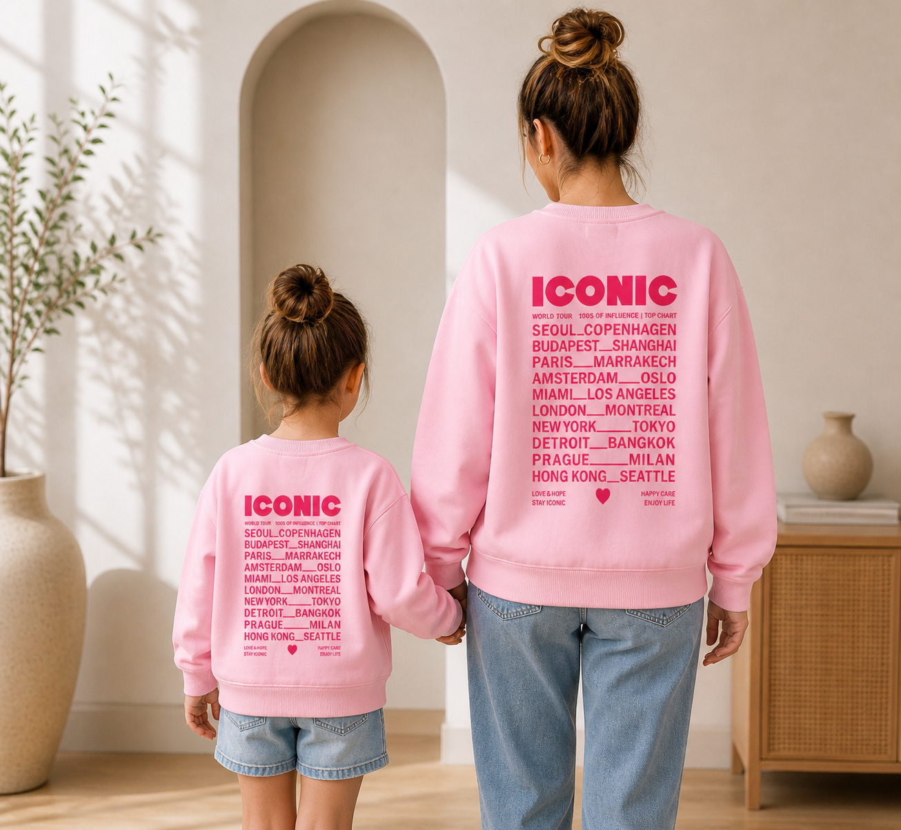 Mère & Fille - Sweat fin rose ICONIC