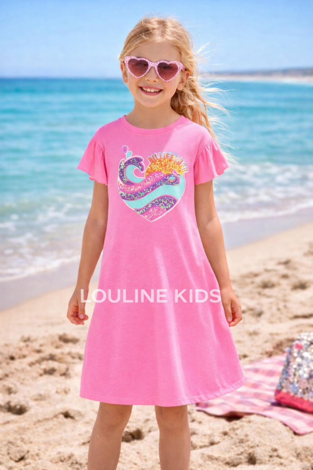 Billieblush – Kleid in Neonrosa und Pailletten
