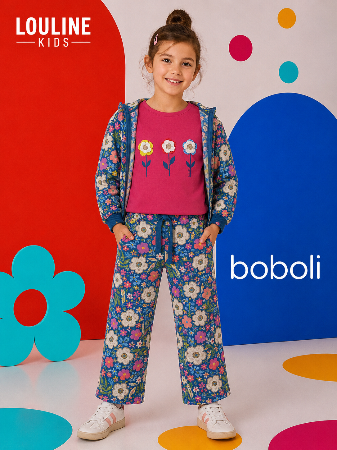 Boboli - Gilet zippé à capuche FLOWERS