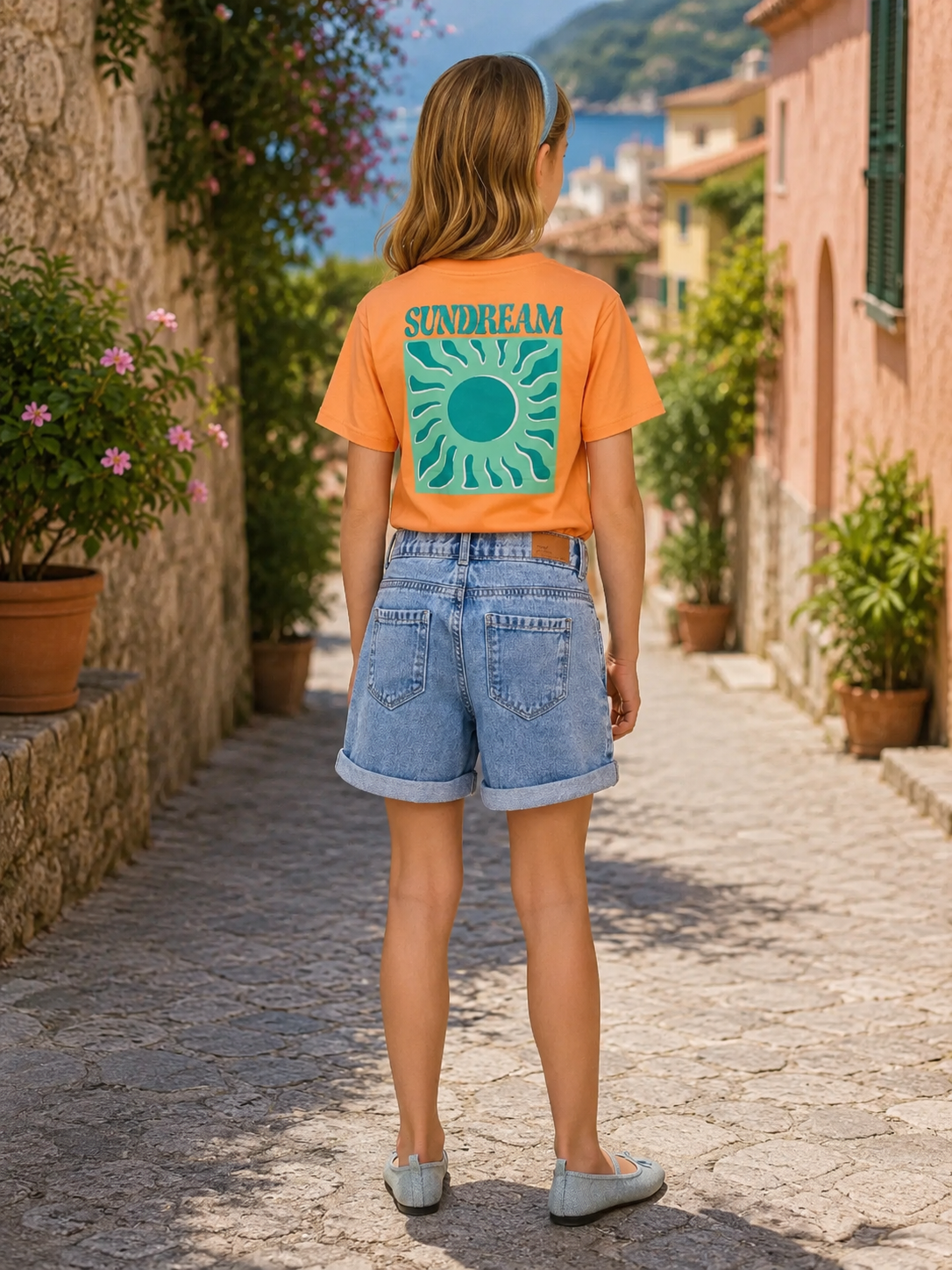Only - Camiseta naranja estampado espalda DOGVACAY