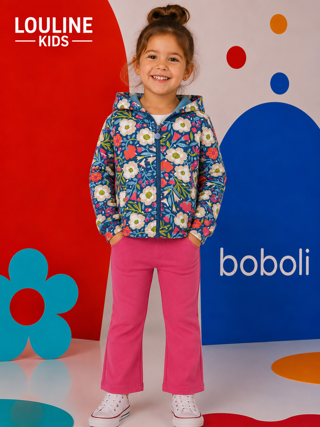 Boboli - Gilet zippé à capuche FLOWERS