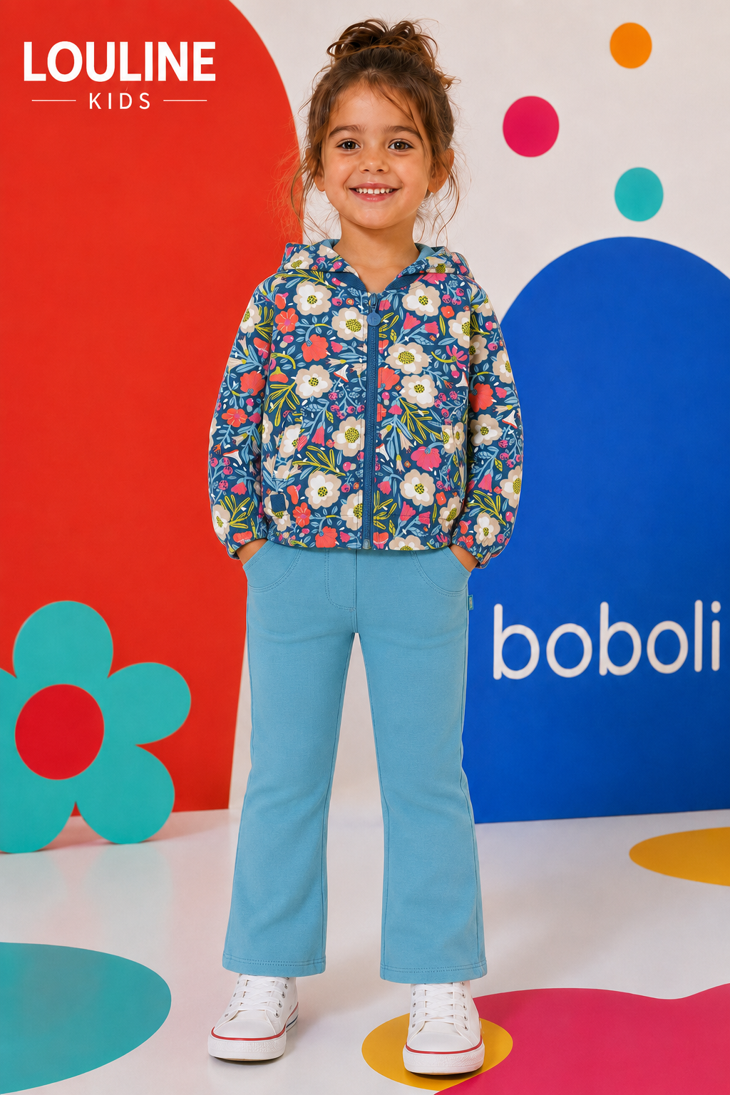 Boboli - Gilet zippé à capuche FLOWERS